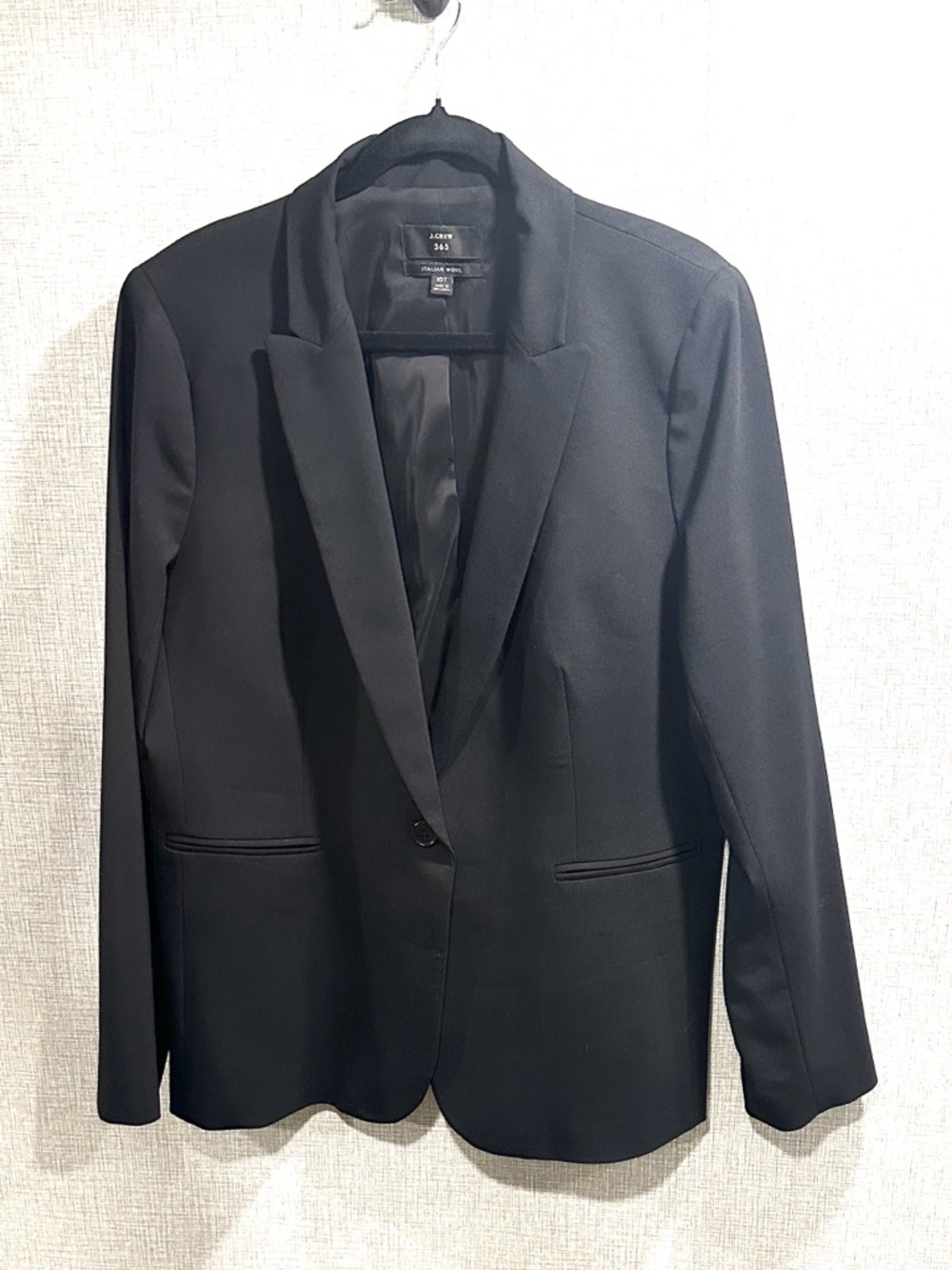 J. Crew Office 365 Italian Wool Black Blazer Size 16 Tall